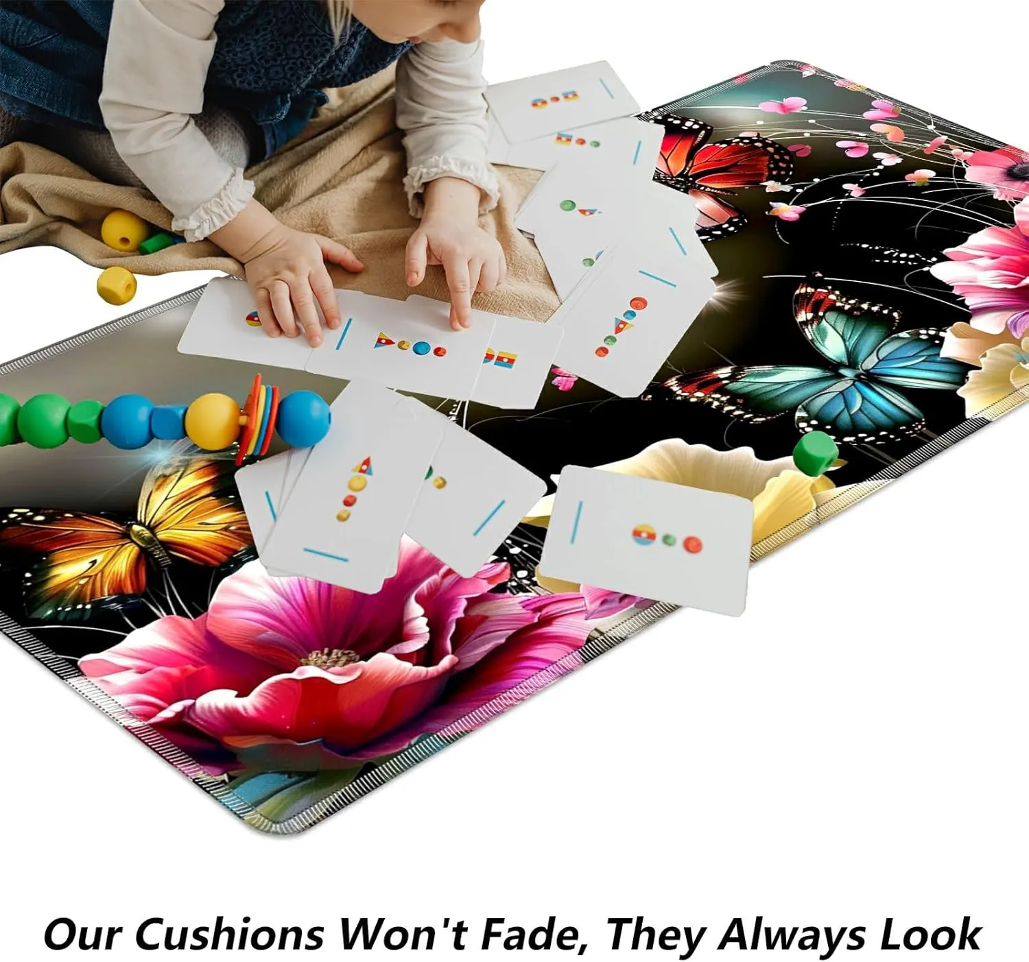 Colorful Butterflies for MTG & TCG Playmat Mouse Pad, 24"" x 14"" Game Mat for MTG/RPG/CCG Trading Card Game Playmats Table Mat Perfect for Card Games Video Games Computer Office, 60*35cm
