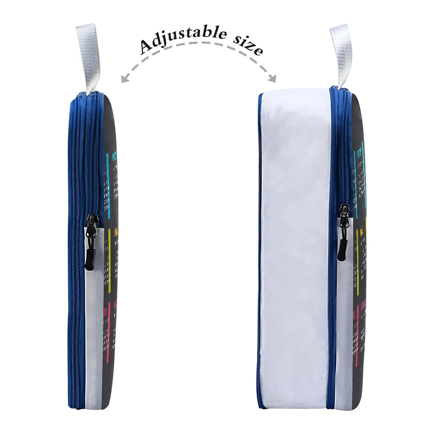 Colorful Calendar Template Mock up Week starts on Monday on Dark 3 Set Packing Cubes, Waterproof Check Oxford cloth Organizers, Travel Packing Toiletry Storage Bag
