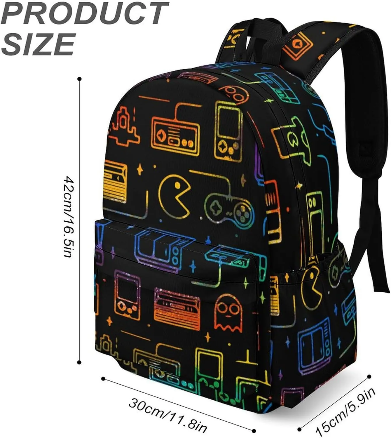 Colorful Game Video Gaming Casual Lightweight Large Capacity Travel Backpack Unisex