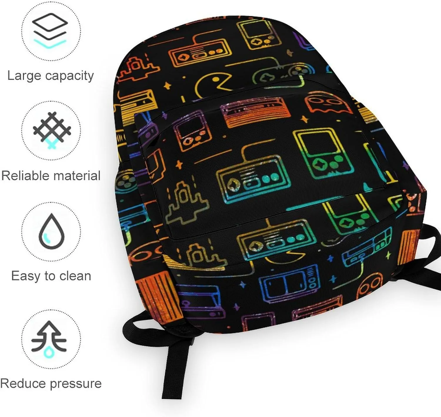 Colorful Game Video Gaming Casual Lightweight Large Capacity Travel Backpack Unisex
