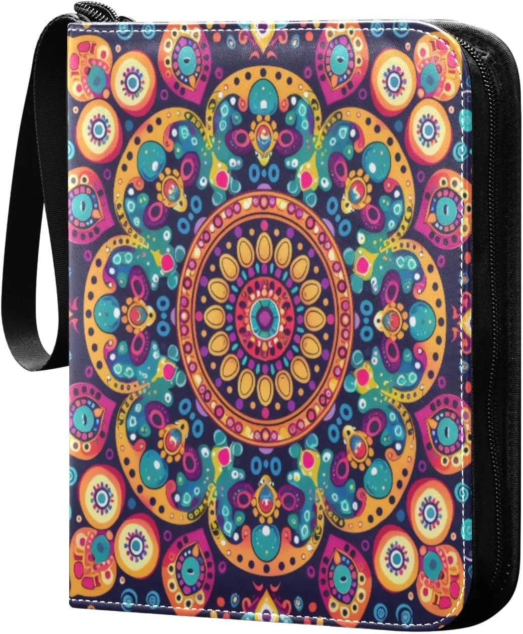 Colorful Mandala Card Binder 4-Pocket, 400 Pockets Trading Cards Holder Games Card Albums Storage Organizer Case for Football, Baseball Cards
