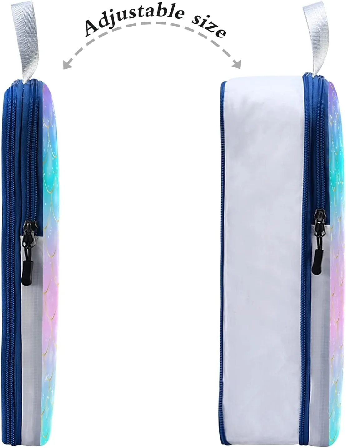 Colorful Mermaid Tail Scales Glitter Squama Scale 3 Set Packing Cubes, Travel Packing Organizers, Waterproof Check Oxford cloth Toiletry Storage Bag