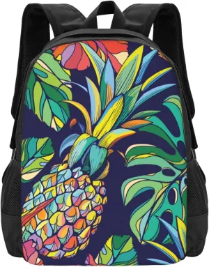 Colorful Tropical Pineapple Lightweight Packable Backpack Travel Casual Large Capacity Daypack Foldable Backpack For Men Women