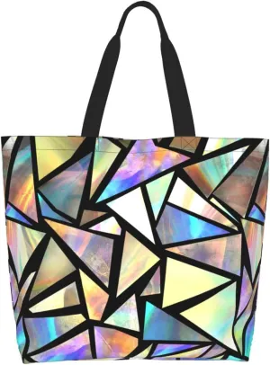 Colorful Unicorn Rainbow Tote Bag For Women, Large Shoulder Foldable Reusable Grocery Handbag For Shopping Picnic