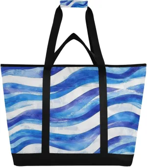 Colourful Curves Reusable Insulated Lunchbox Cooler Bag, Leakproof Kitchen Grocery Bag Collapsible Portable Cooler Tote Bag for Picnic, Camping, Office, Travel