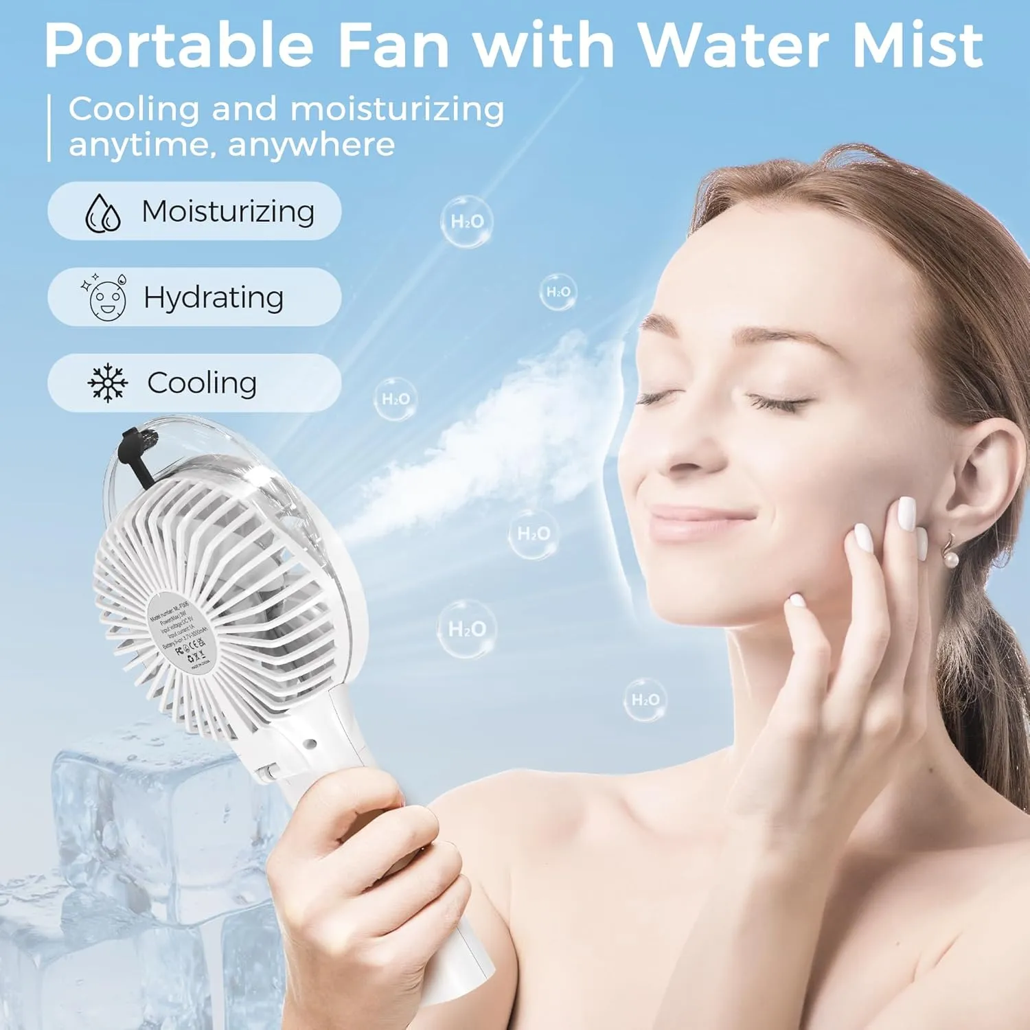 COMLIFE Portable Handheld Misting Fan, 3000mAh Rechargeable Battery Operated Spray Water Mist Fan, Foldable Mini Personal Fan for Travel, Makeup, Home, Office, Camping, Outdoors