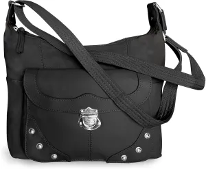 Concealed Carry Purse - Front Studded Pocket Leather Gun Purse - Left & Righthand Draw - CCW - by Roma Leathers (Black)
