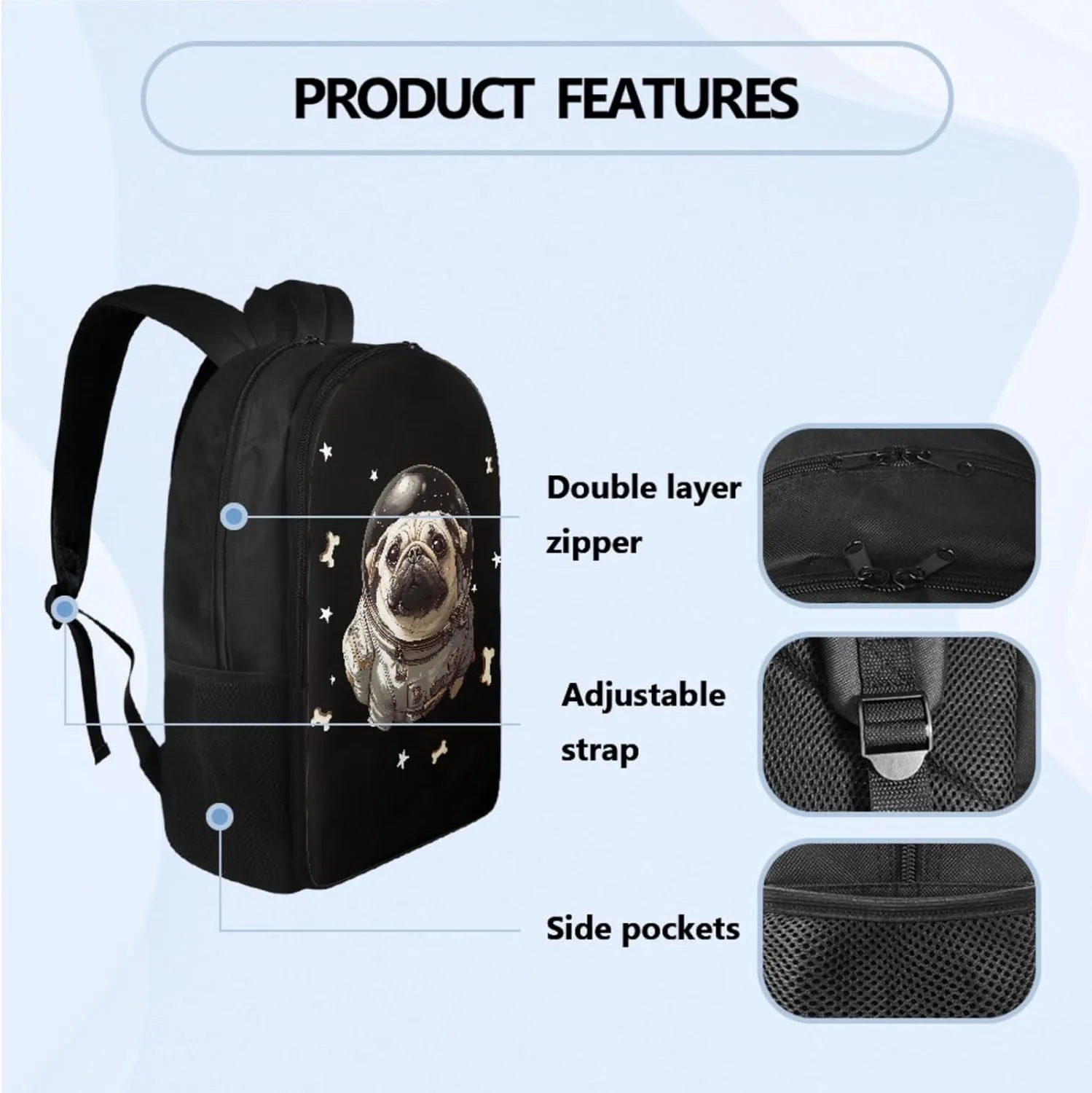Cool Dog Backpack Lunch Box Set, Backpacks for 3rd Grade Boys Back to School Back Pack Water Bottle Holder Pencil Case Lunch Box 4 Piece Set for School Activity