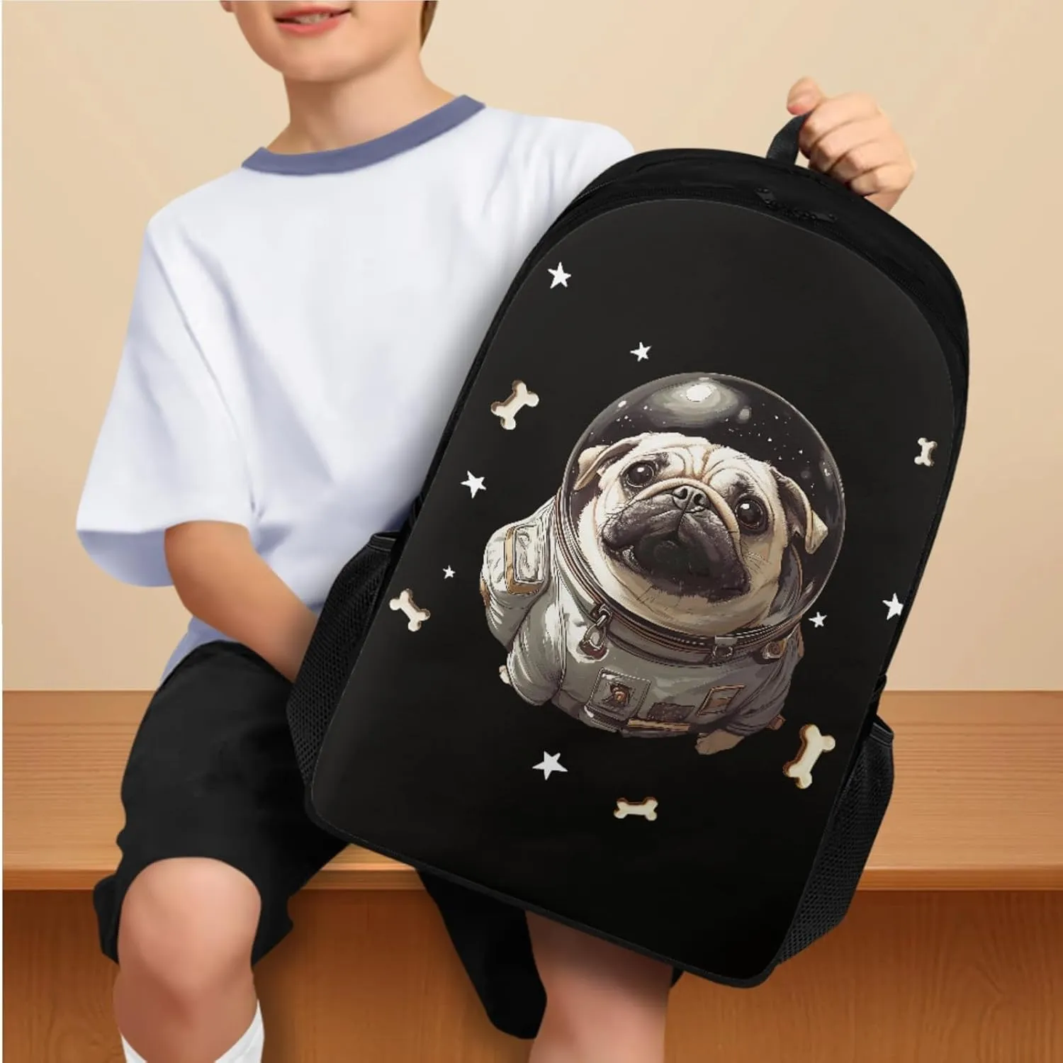 Cool Dog Backpack Lunch Box Set, Backpacks for 3rd Grade Boys Back to School Back Pack Water Bottle Holder Pencil Case Lunch Box 4 Piece Set for School Activity