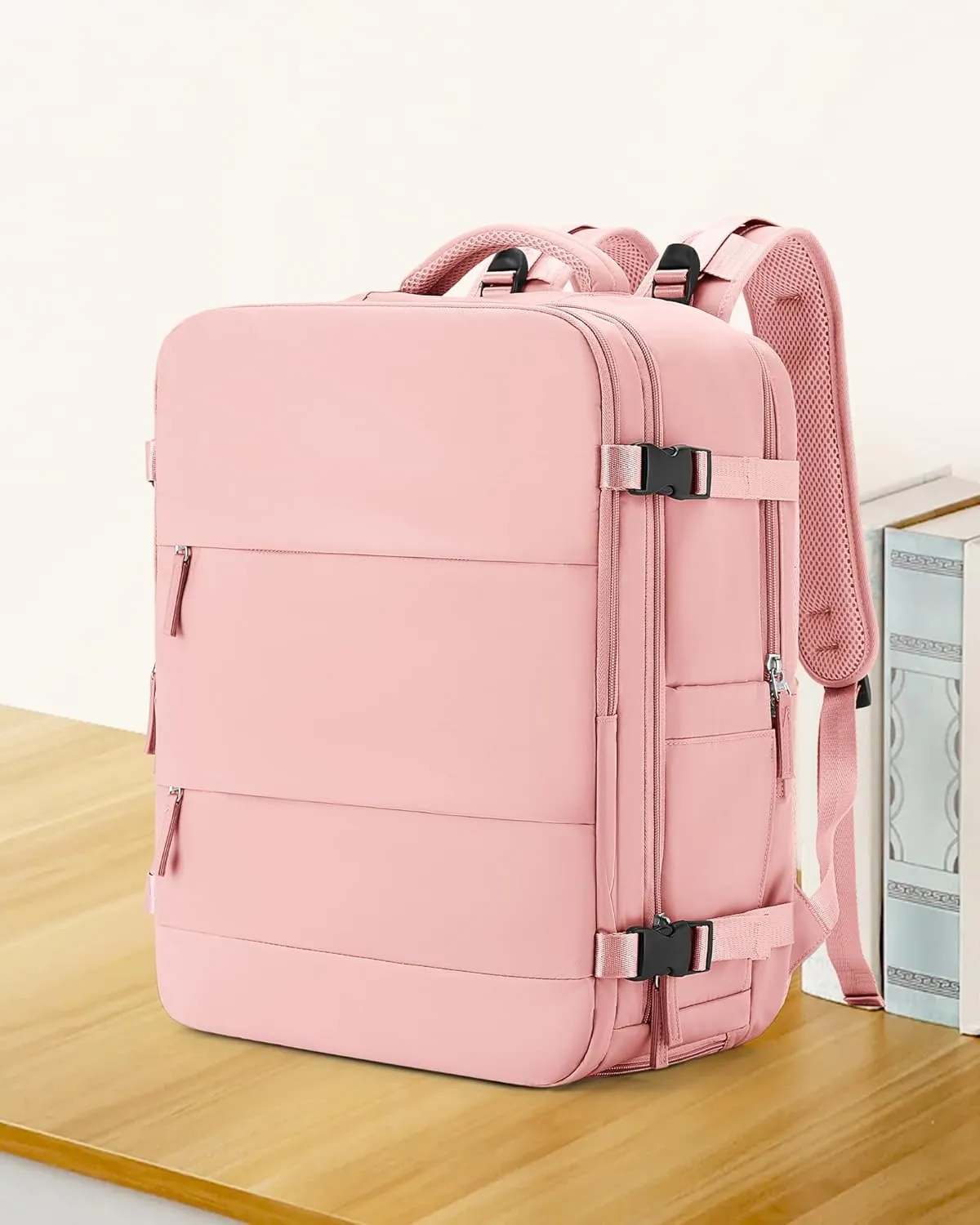 coowoz Large Travel Backpack Carry On for Women Man Gym Backpack with Laptop Compartment Mochila de Viaje Teacher Personal Item Backpack Rucksack Airplane Accessories Must Haves Pink