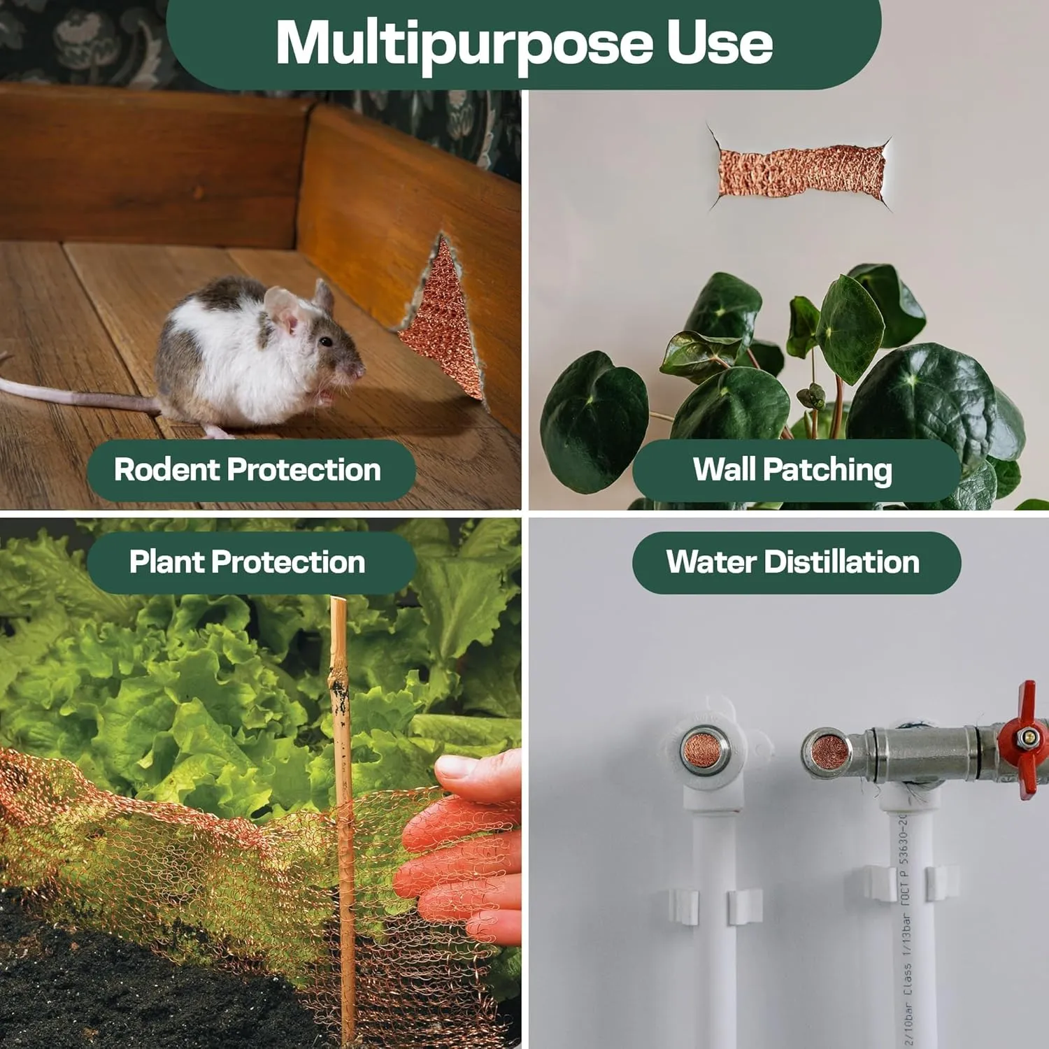 Copper Mesh Rodent Control Kit, 5 Inch x 35ft Rustproof Copper Wool Blend, DIY Hole Filler, Complete with Precision Scissors and Packing Tool (1, Pack of 2 (5in x 35ft))