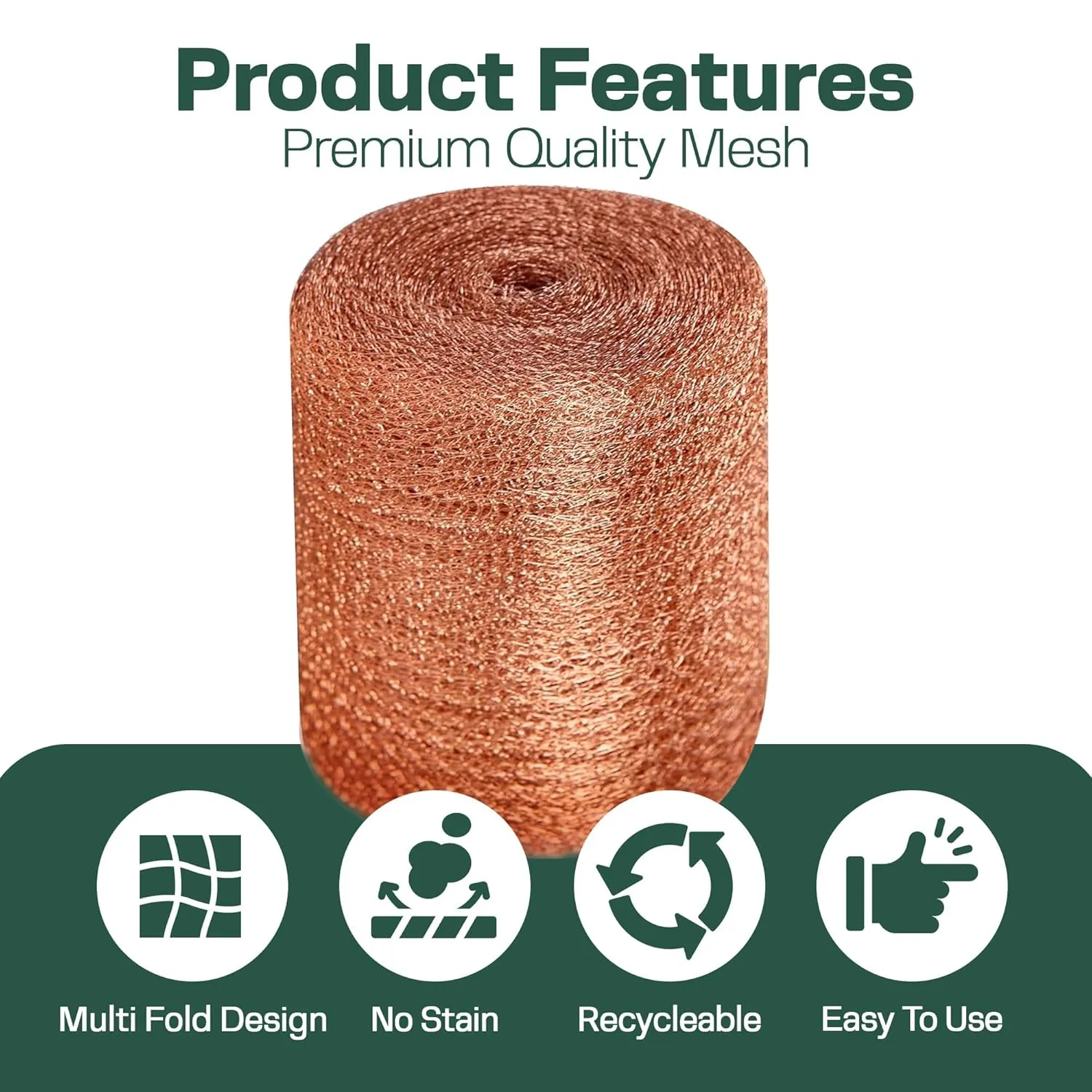 Copper Mesh Rodent Control Kit, 5 Inch x 35ft Rustproof Copper Wool Blend, DIY Hole Filler, Complete with Precision Scissors and Packing Tool (1, Pack of 2 (5in x 35ft))