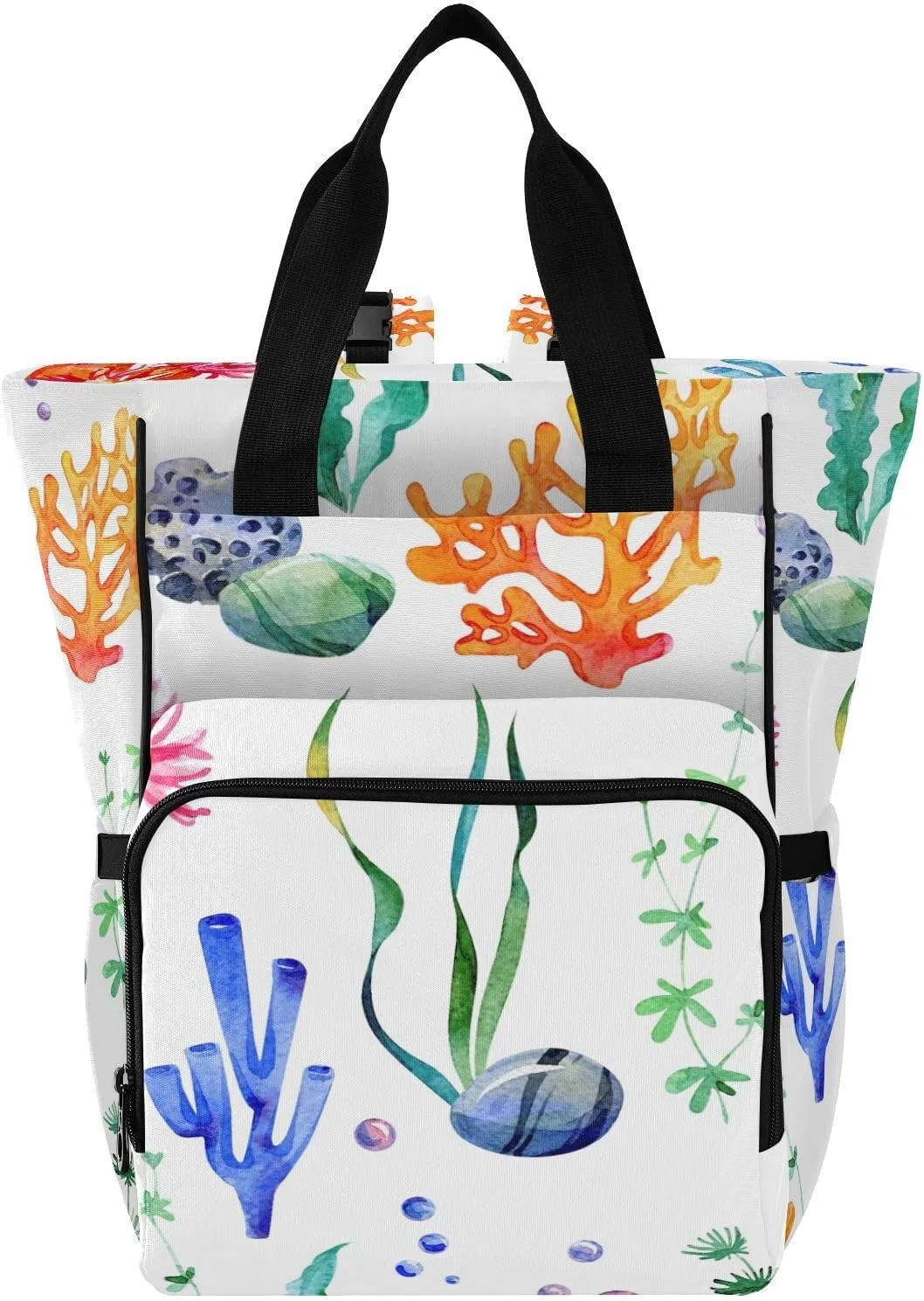 Corals Stones Sea Anemones and Seaweed Diaper Bags Backpack for Mom Dad, Multi-functional Diaper Nappy Bag Travel Back Pack,Waterproof Maternity Changing Bag Baby Stuff