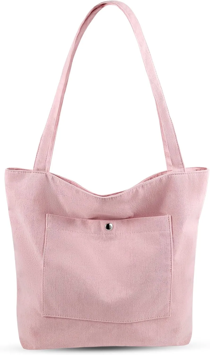 Corduroy Tote Bag for Women Large Shoulder Bag with Zipper and Pockets for Work Travel Shopping.