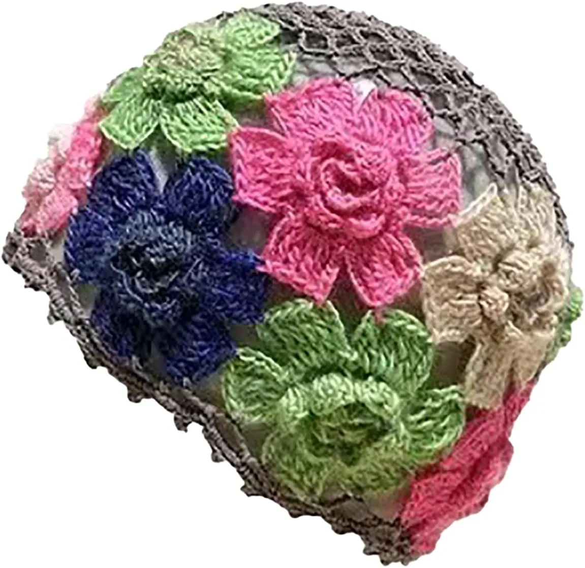 CORIRESHA Women's Boho Crochet Flower Beanie Handmade Cotton Hollow Out Y2k Summer Hat