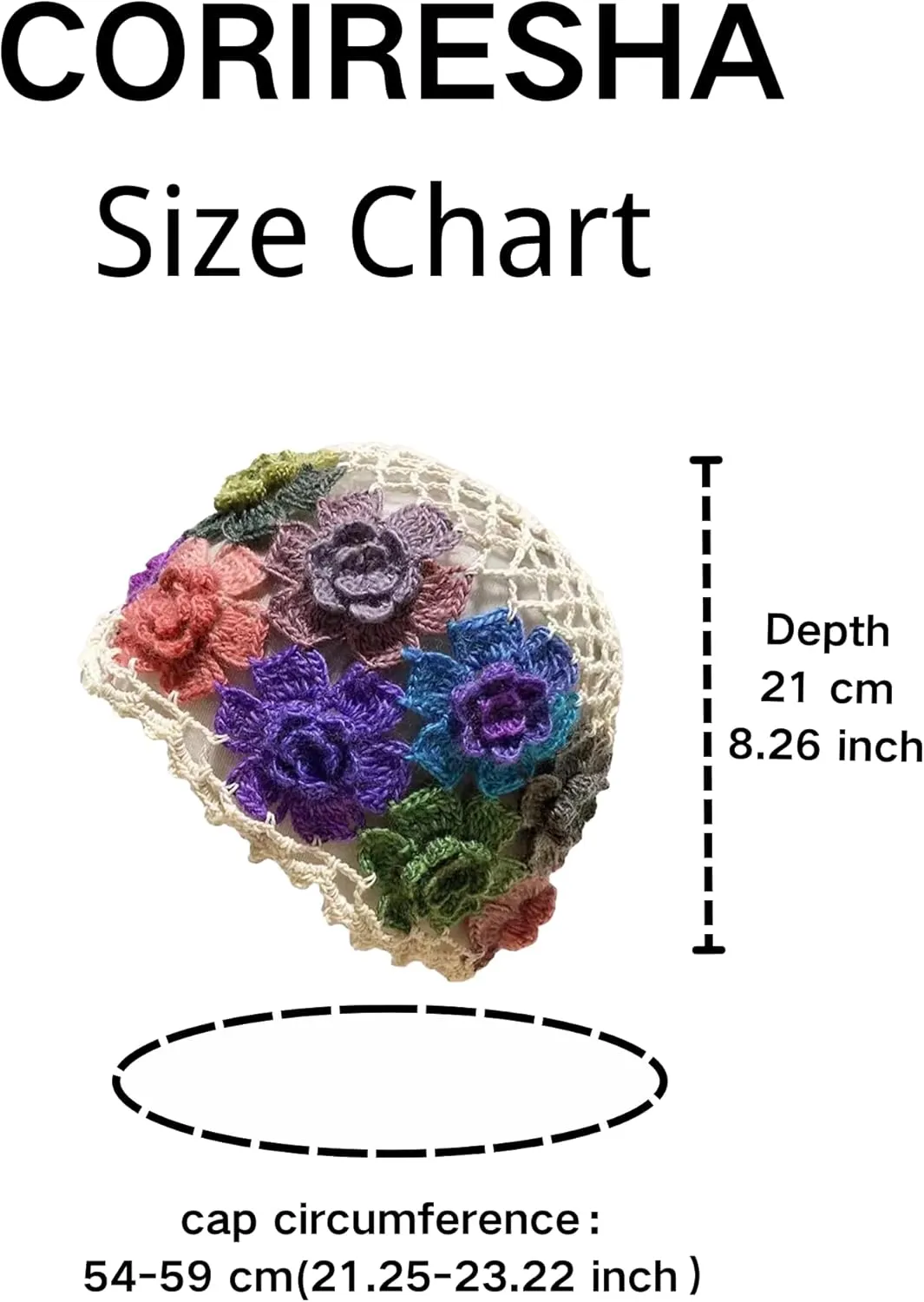 CORIRESHA Women's Boho Crochet Flower Beanie Handmade Cotton Hollow Out Y2k Summer Hat