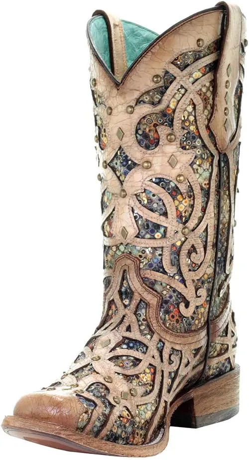 Corral Boot Company Womens Bone Inlay Studded Boot