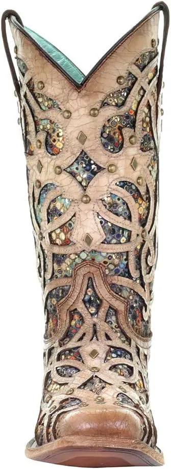 Corral Boot Company Womens Bone Inlay Studded Boot