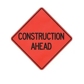 Cortina Safety Products 69" X 4" X 4" Orange And Black Lexan Polycarbonate Roll-Up Sign "CONSTRUCTION AHEAD" - 48" Mesh (1 pack)