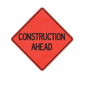 Cortina Safety Products 69" X 4" X 4" Orange And Black Lexan Polycarbonate Roll-Up Sign "CONSTRUCTION AHEAD" - 48" Mesh (1 pack)