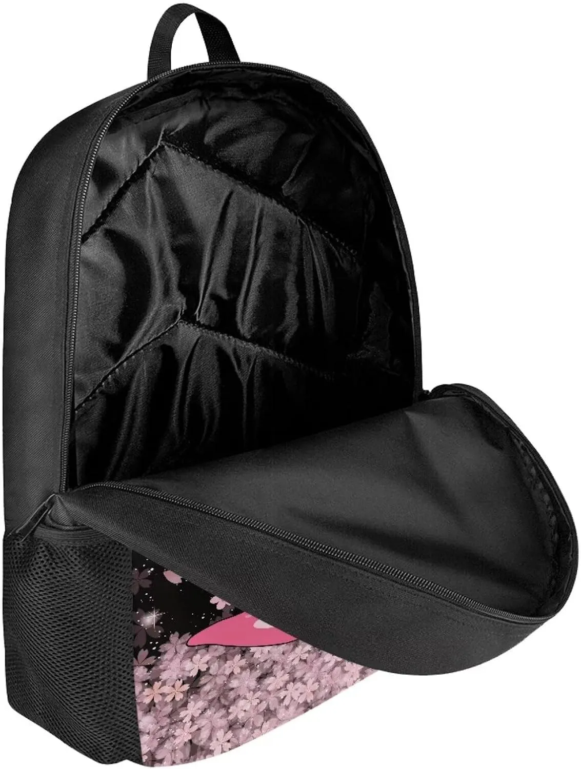 Cozeyat Shoulder Bag for Students Book Bag,Large Capacity Zipper Travel Daypack,Lightweight School Supplies,Cherry Blossom Axolotl Print