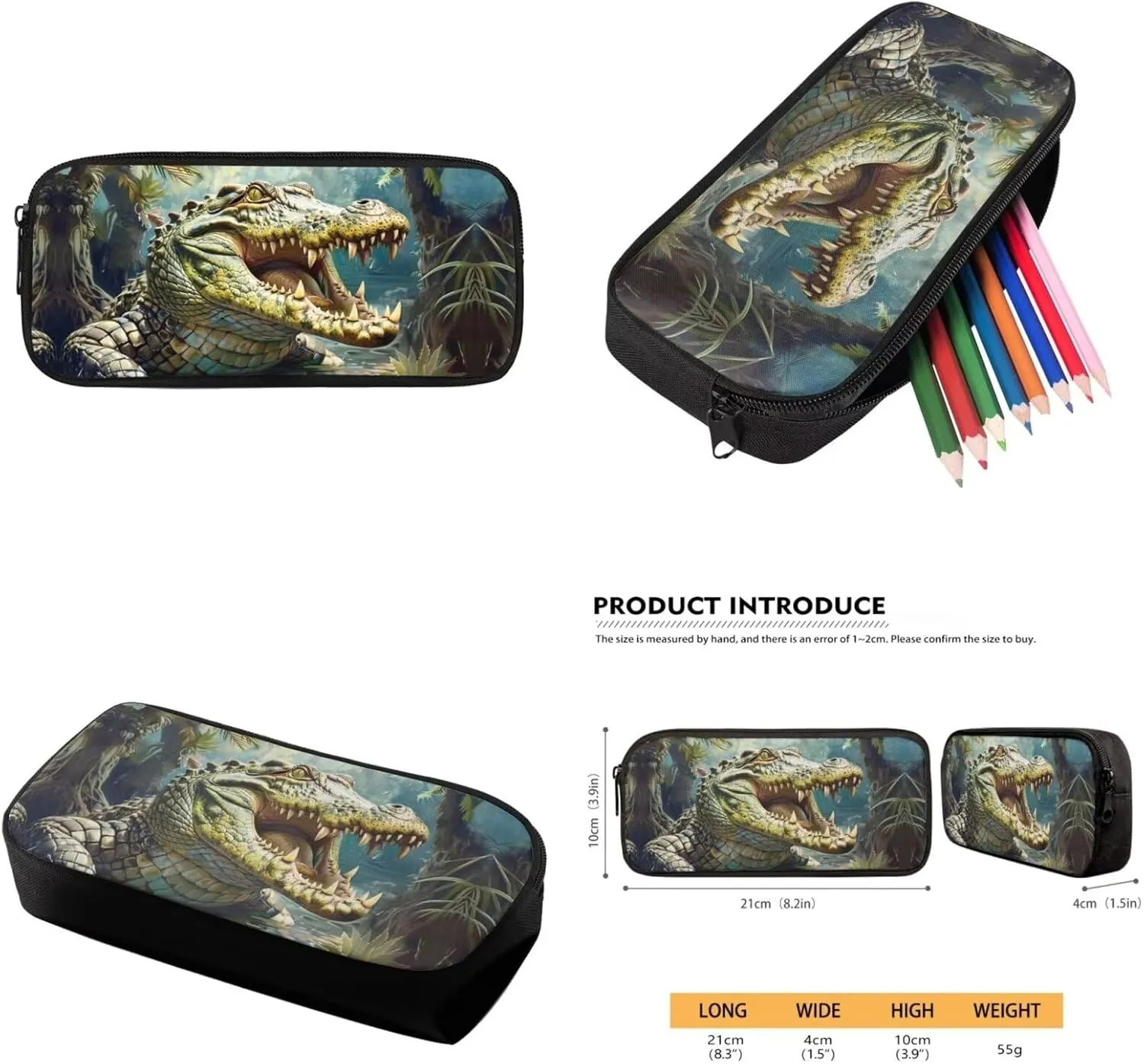 Crocodile Kids Backpack with Lunch Box Set 15 inch Bookbags for 6th Grade Boys 8-10/10-12/8-12/6-8 Elementary School Bag Lunchbox Pencil Case Primary Student Back Pack Lunch Bag Book Bag