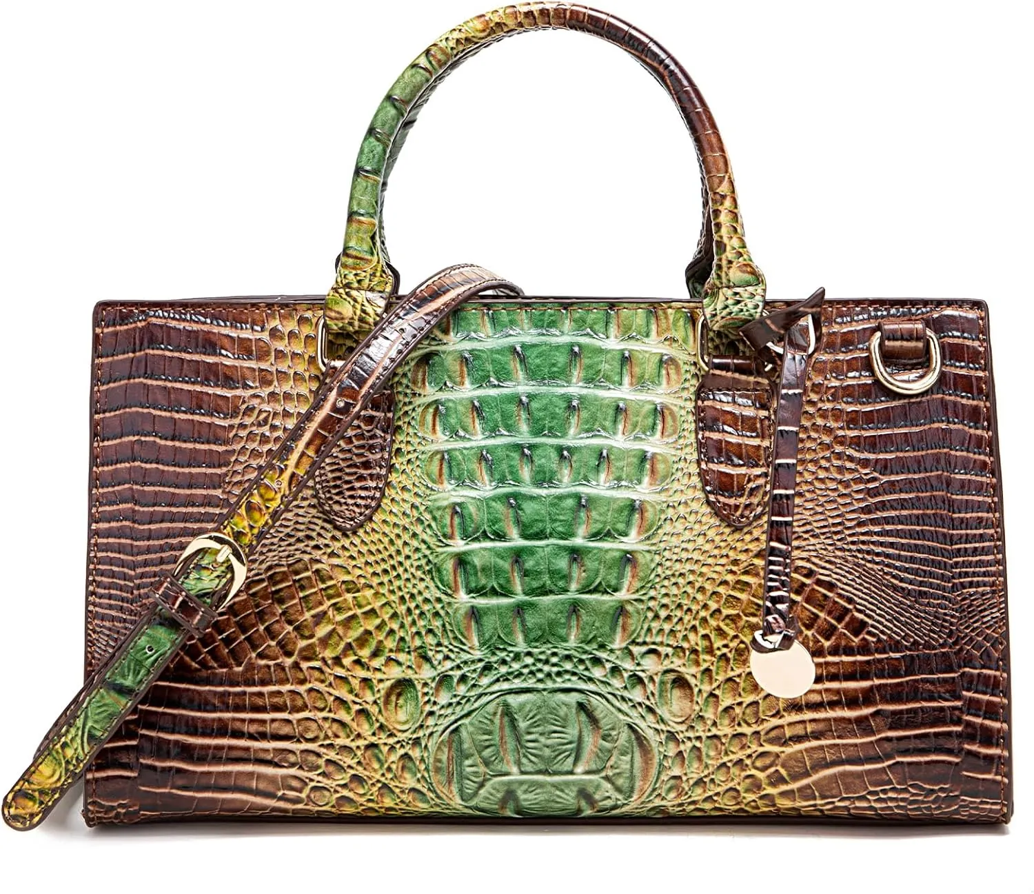 Crocodile Pattern Gradient Top Handle Satchel Large Capacity Tote Bag