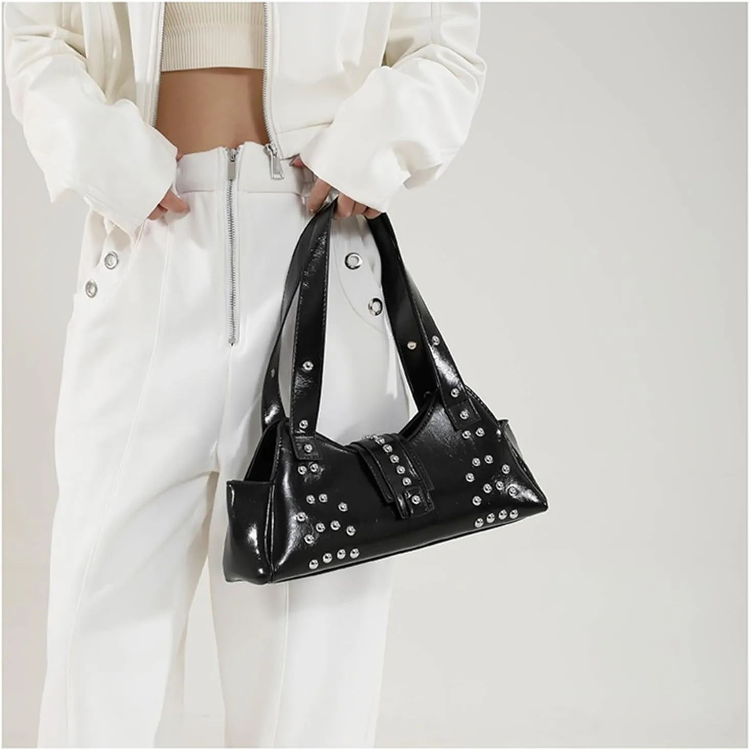 cross-body bag Personalized Oil Waxed Leather Spice Style Studded Shoulder Bag