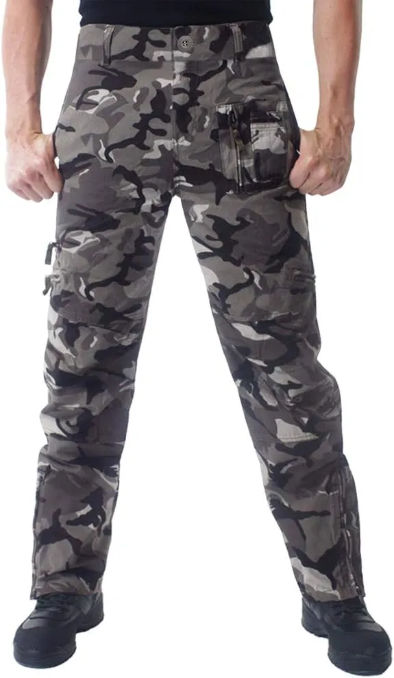 CRYSULLY Men's Cargo Pants Tactical Military Pants Work Army Cotton Trousers with Multi-Pockets (No Belt)