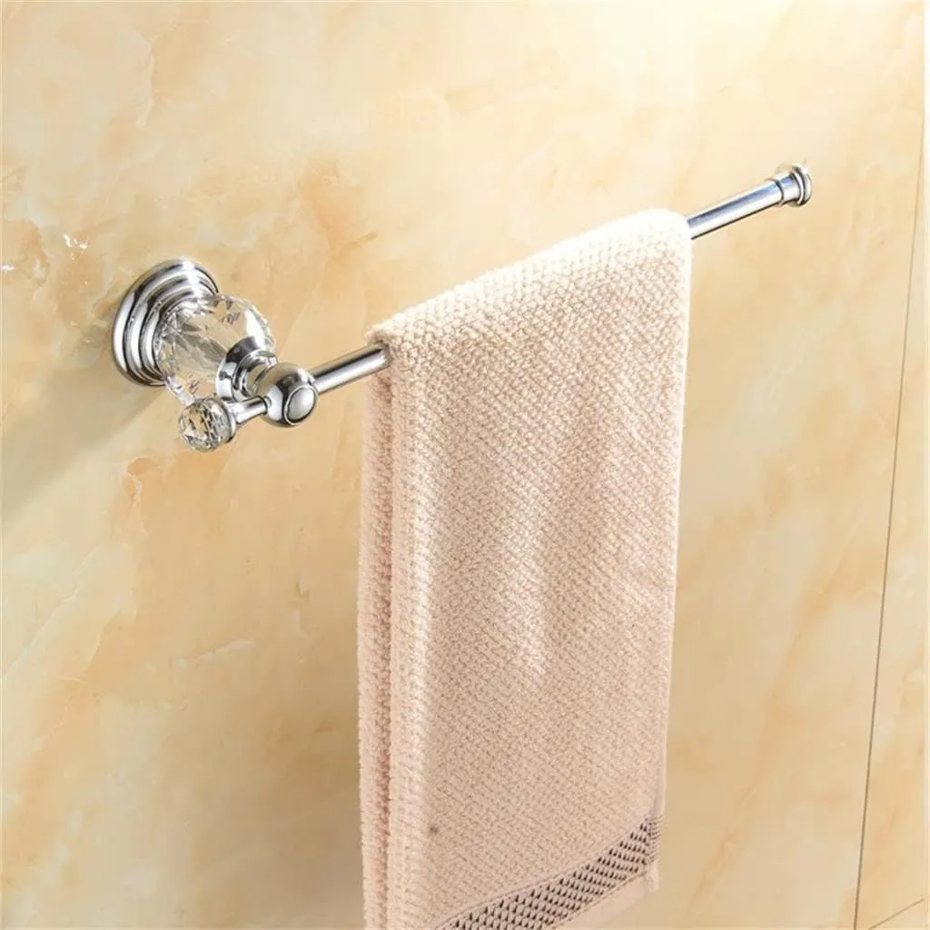 CSCDD Brass Shower Rack Toilet Paper Holder Silver Crystal Wall Mount Towel Bar Toilet Brush Holder Bathroom Hardware Accessories Set!(D)