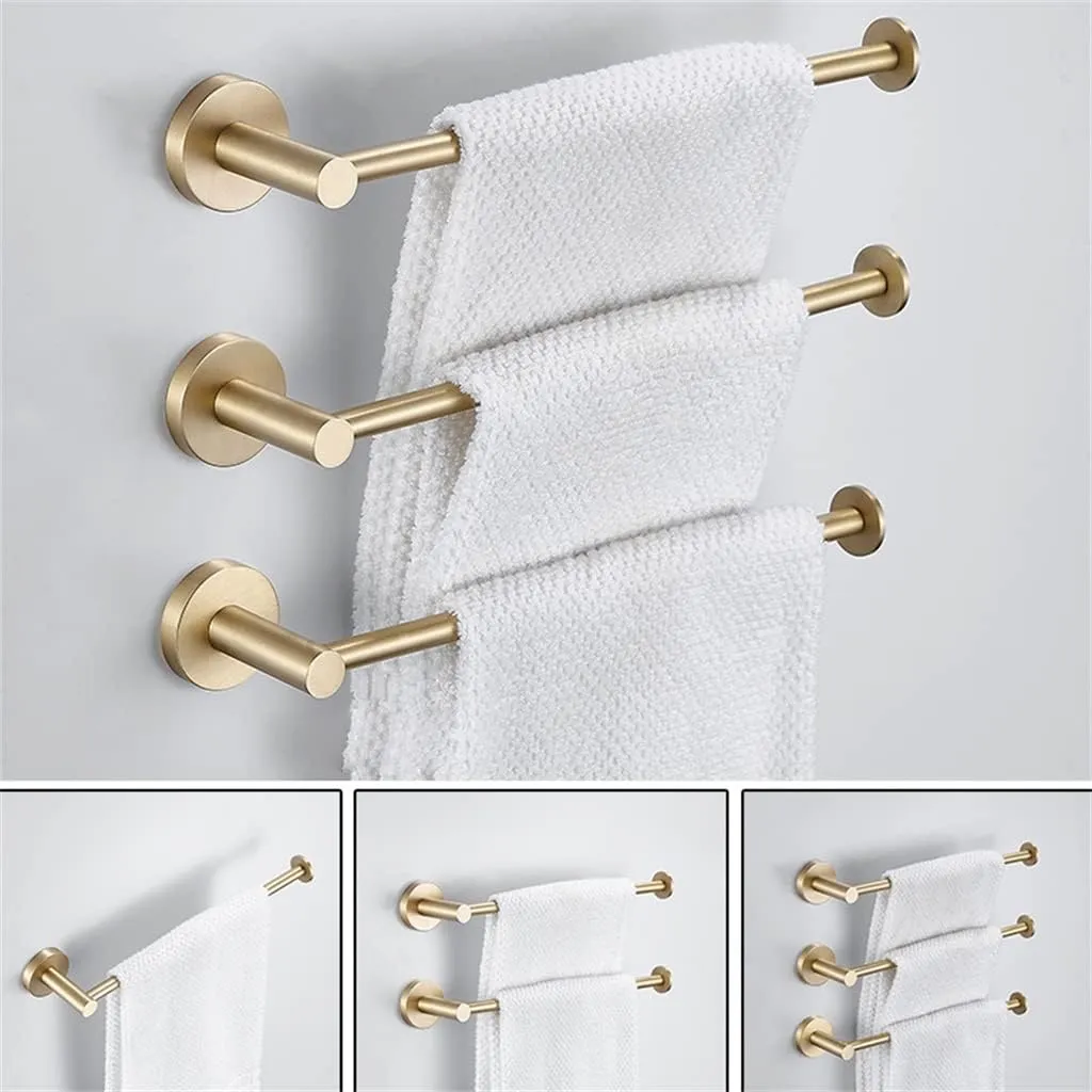 CSCDD Wall-Mounted Bathroom Towel Rack Brass Brushed Hanging Kitchen Storage Shelf