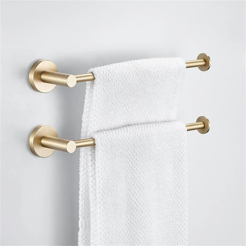 CSCDD Wall-Mounted Bathroom Towel Rack Brass Brushed Hanging Kitchen Storage Shelf
