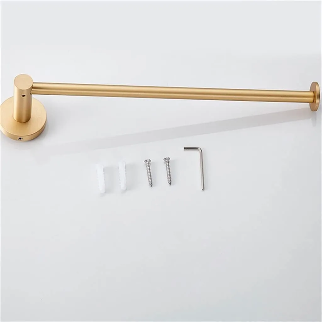 CSCDD Wall-Mounted Bathroom Towel Rack Brass Brushed Hanging Kitchen Storage Shelf