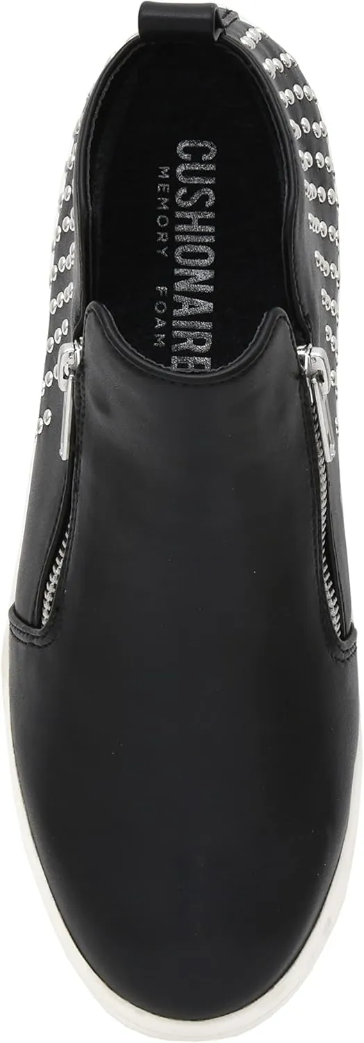 CUSHIONAIRE Women's Hollywood studded Hidden Wedge sneaker  Memory Foam