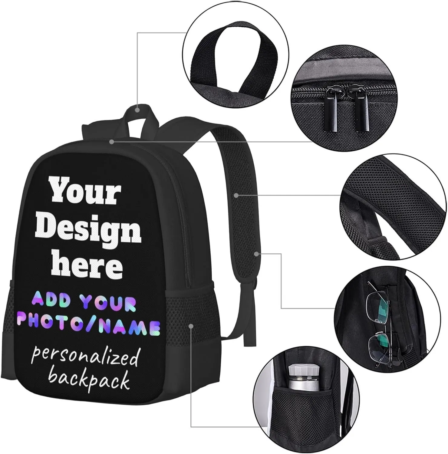 Custom Backpack Personalized Large Capacity Shoulder Bookbag Custom Laptop Bag Customizable Backpack for Kids