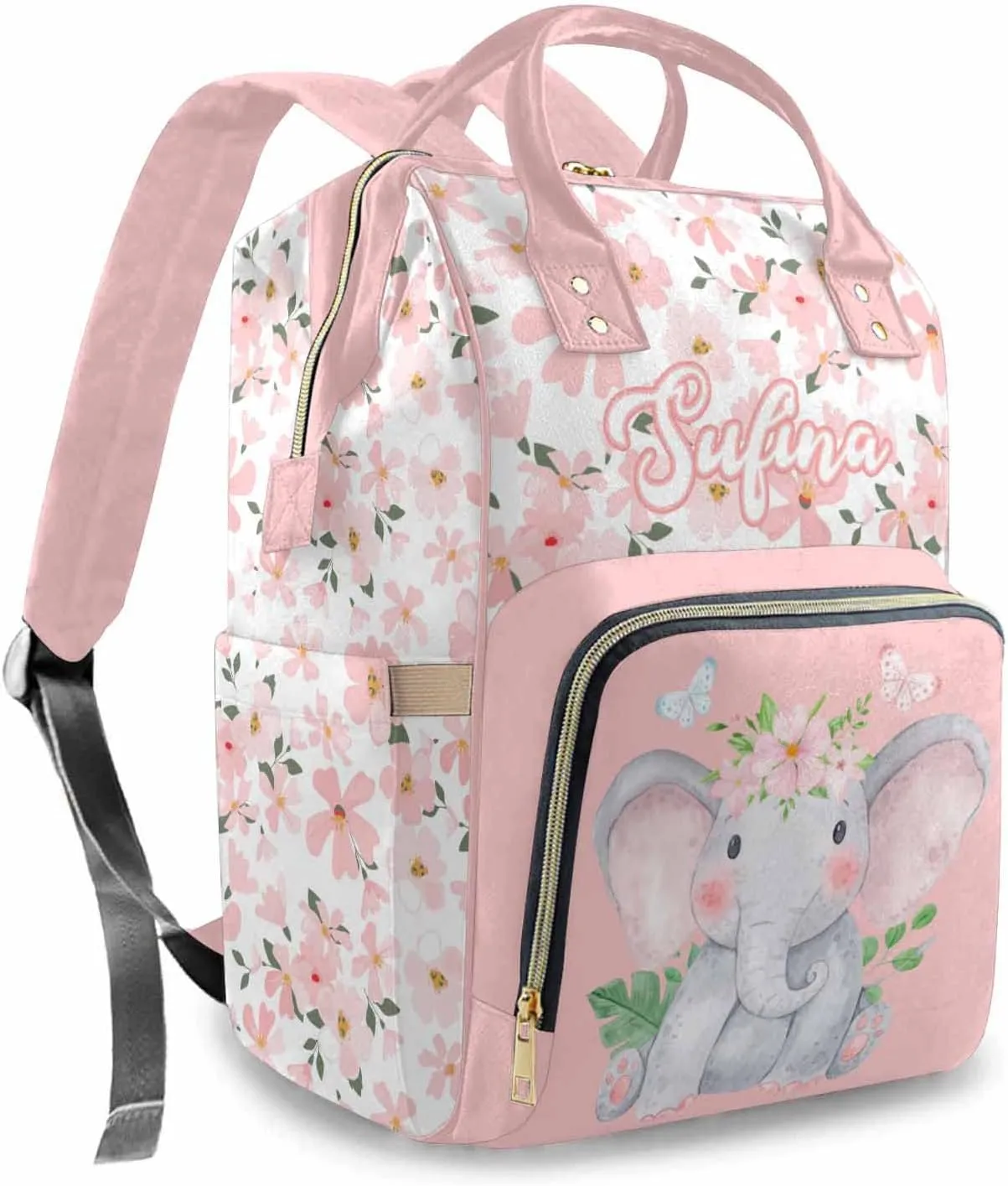 Custom Diaper Bag with Name for Mommy, Personalized Multifunction Mommy Nursing Daypack with Large Capacity for Travel, Holiday Birthday