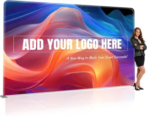 Custom Straight Backdrop 7.5x10 Ft Trade Show Display Tension Fabric Banner, Personalized Step and Repeat Backdrops for Booth Conference Weddings Parties Photography(Graphic with Aluminum Stand)