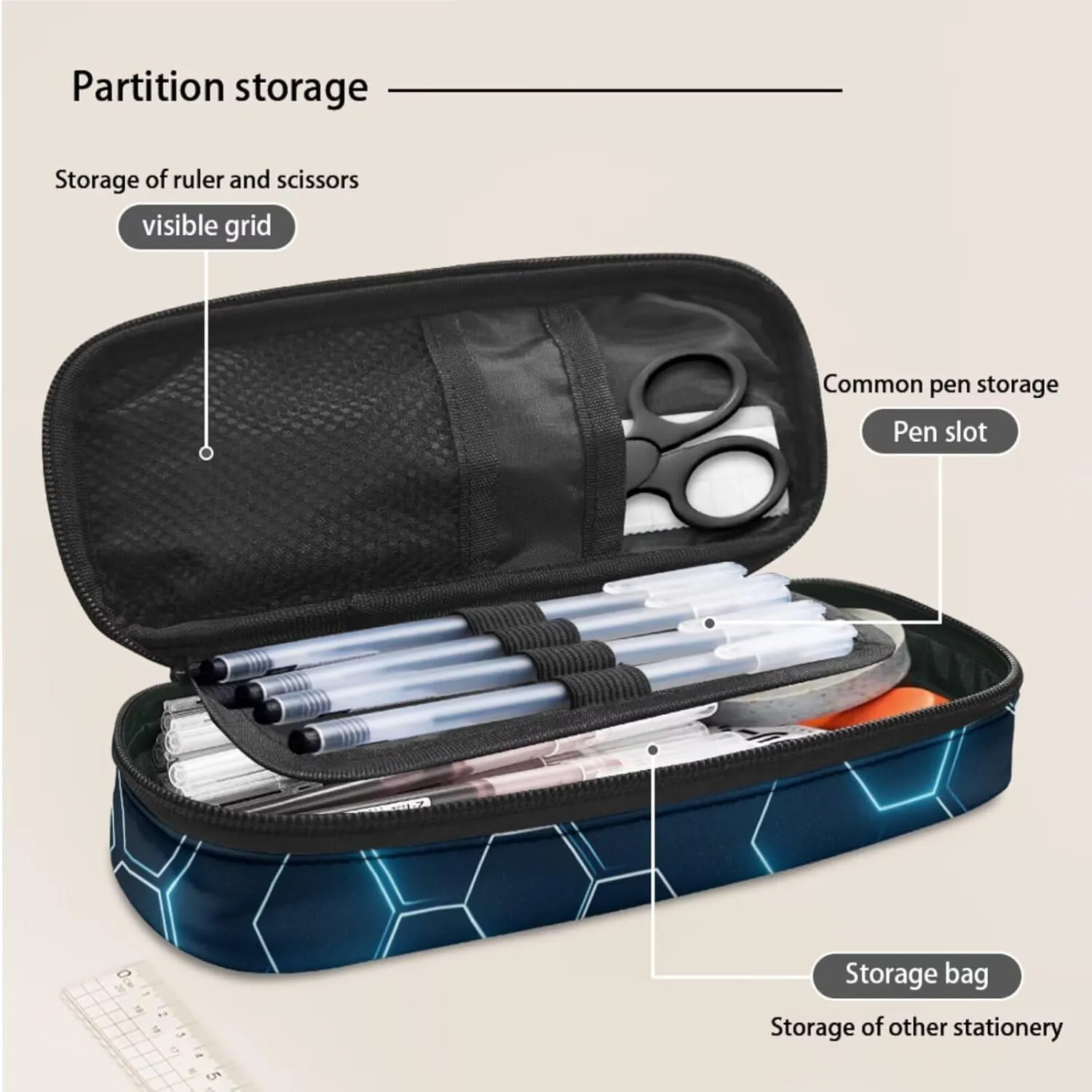 Custom Student Baseball Blue Hexagonal Grid Backpack Set Laptop Backpack Lunch Bags Lunchbox Water Bottle Pouch Rucksack Pencil Pen Case School Tote Bag with Name and Number, 4 Piece