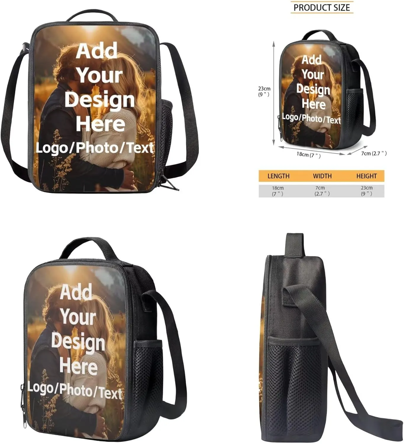 Customized Backpack for Girls Boys Backpack with Lunch Box Water Bottle Carrier and Desk Pen Holder 4PCS Bookbag Set for School Teens 17 inch Sturdy School Bag with Side Pocket for Kids