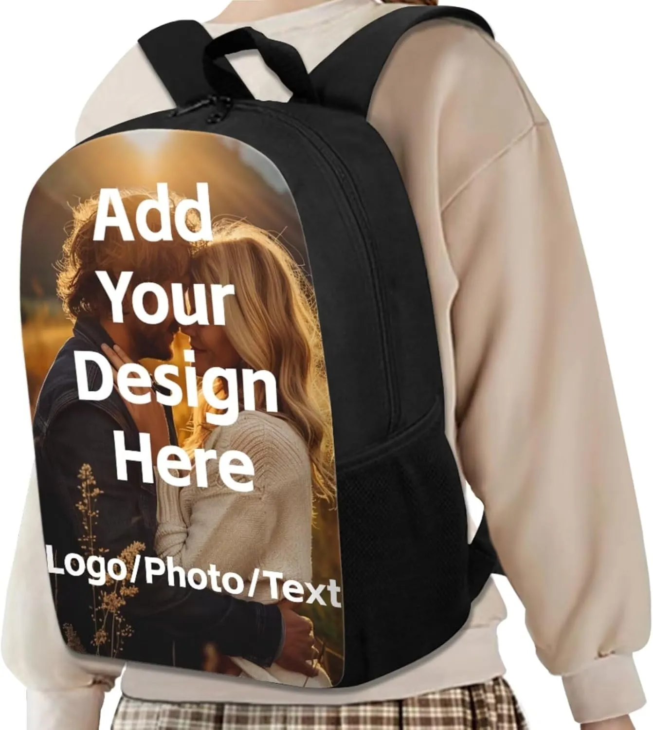 Customized Backpack for Girls Boys Backpack with Lunch Box Water Bottle Carrier and Desk Pen Holder 4PCS Bookbag Set for School Teens 17 inch Sturdy School Bag with Side Pocket for Kids