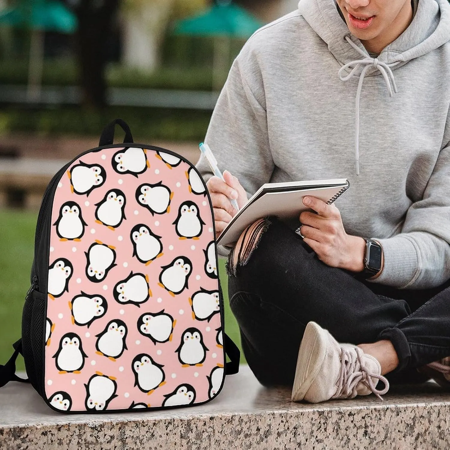 Cute Animal Penguin Backpack Lightweight Waterproof Backpacks Laptop Backpack for Unisex Casual Travel Daypacks Large Capacity