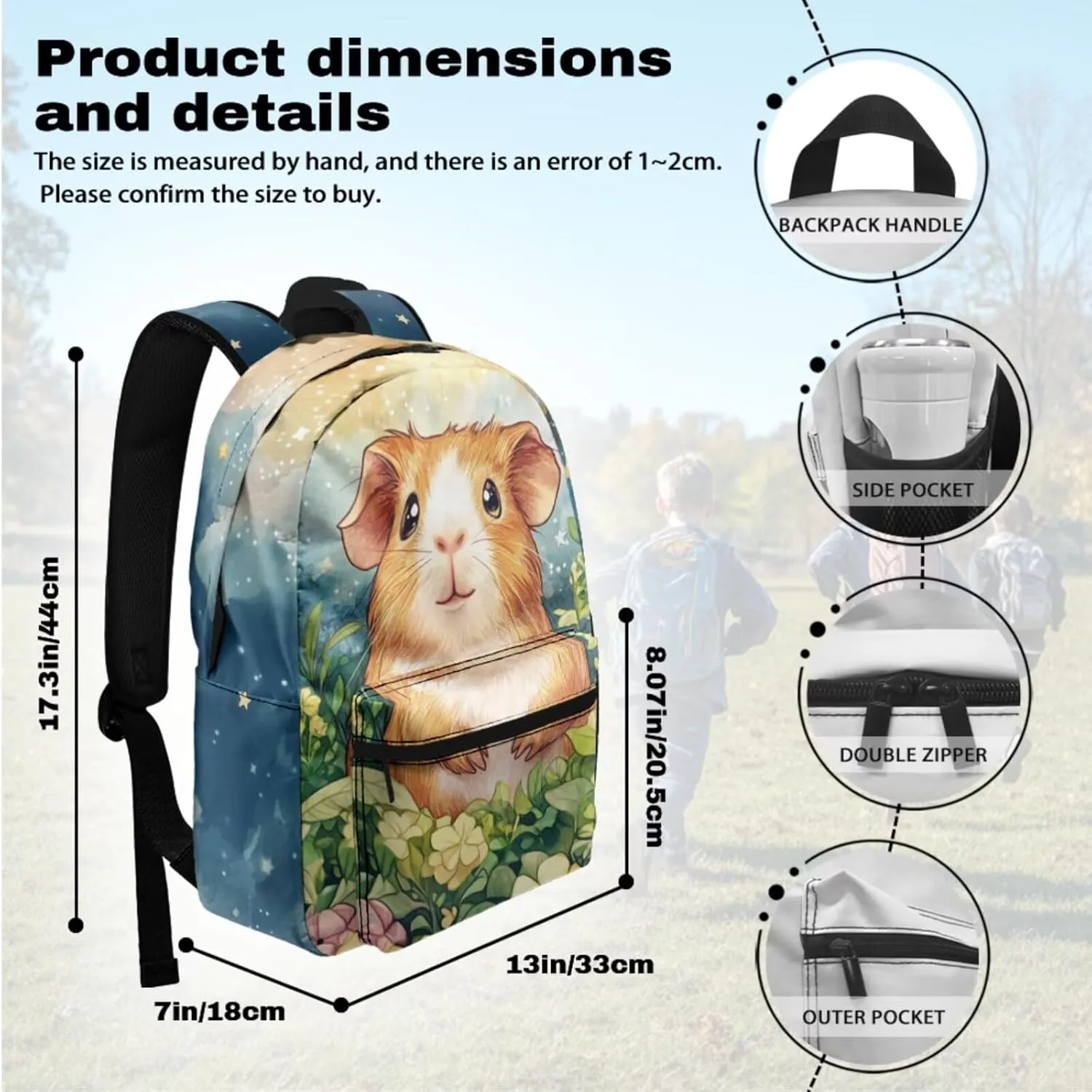 Cute Backpack for School Girls Backpacks Ages 4-6 Bookbag with Lunch Box and Water Bottle Beige 17 inch Little Girl Backpack Kawaii School Bag for Kids 1st 2nd Student