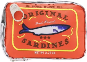 Cute Canned Sardines Style Makeup Bag Creative Large Capacity Sardine Tin Fish Cosmetic Bag Trave Bath Toiletry Pouch Organizer for Women Girls