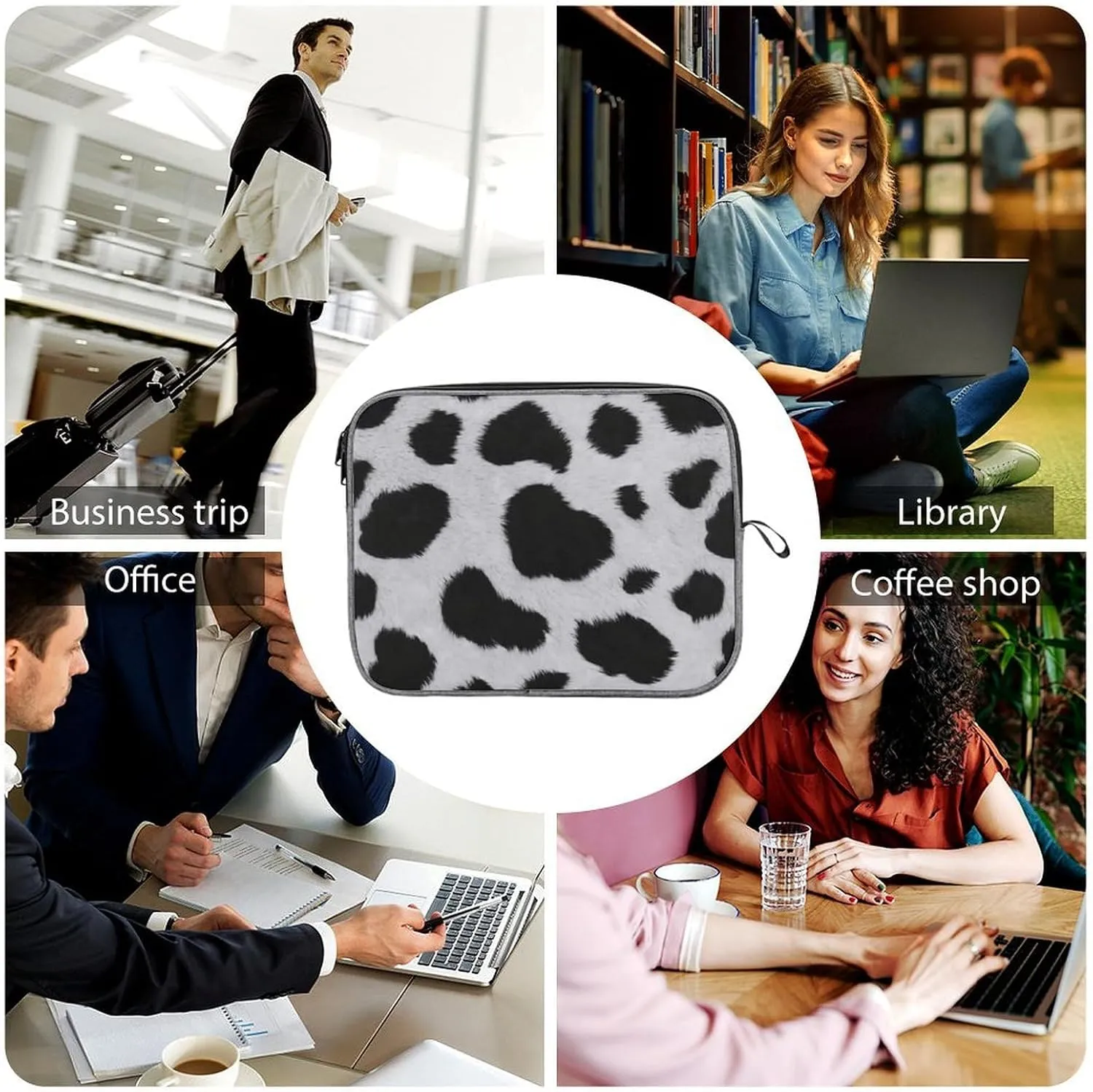 Cute Cats Head Large Capacity Portable Laptop Case Unisex