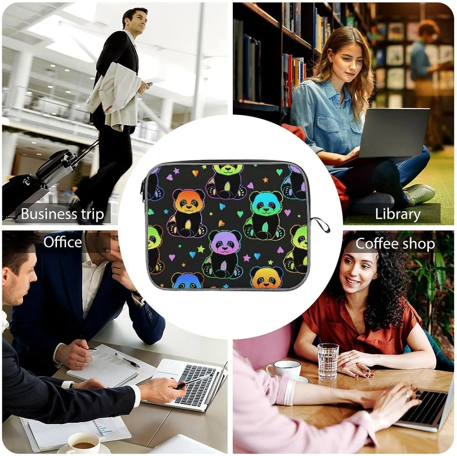 Cute Cats Head Large Capacity Portable Laptop Case Unisex