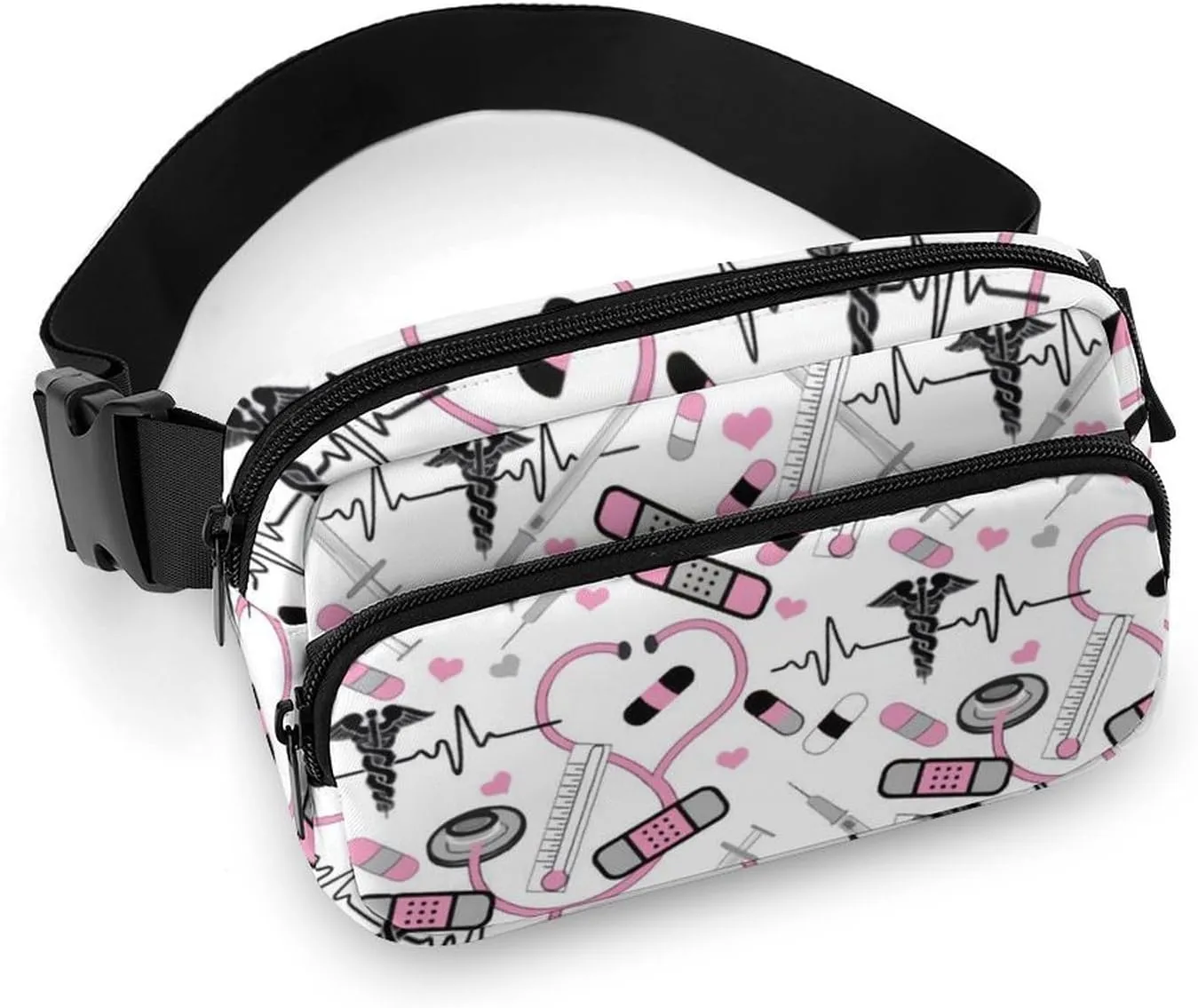 Cute Stethoscope Nurse Large Capacity Portable All Print Waist Bag