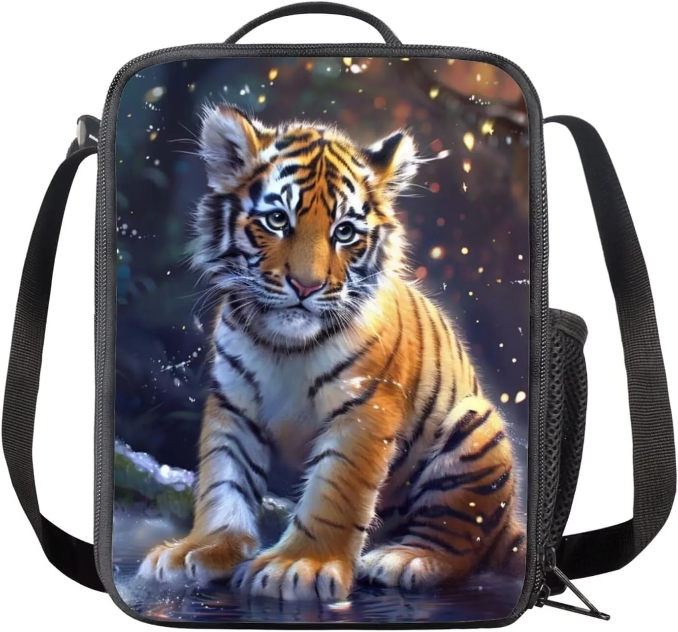Cute Tiger Backpack for Boys Girls Backpack with Lunch Box and Large Pencil Pouch 3Pcs Set 15" Sturdy Bookbag with Front Pocket for School Kids Lightweight Kindergarten School Bag