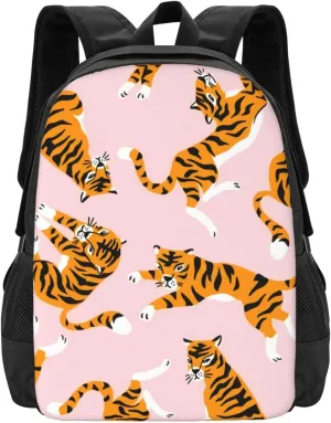 Cute Tiger Pink Lightweight Packable Backpack Travel Casual Large Capacity Daypack Foldable Backpack For Men Women