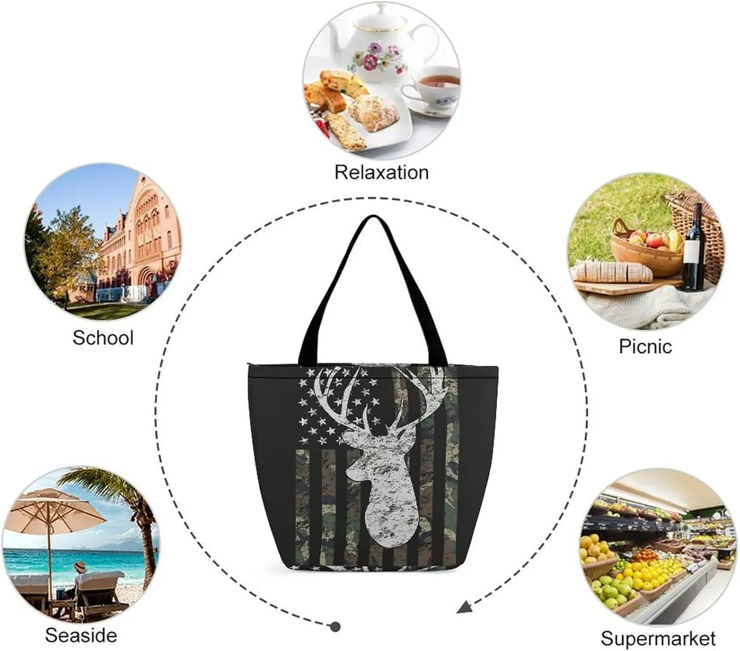 Dachshunds Clothes Dog Handheld Shopping Bag with Large Capacity for Outdoor Shopping