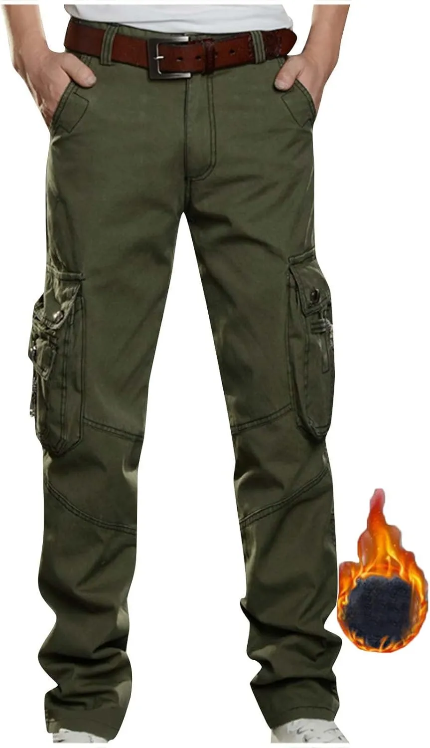 Dademeo Men Military Cargo Pants Combat Trousers Cotton Straight Leg Stretchy Active Pants Athletic Travel Pants with Pockets